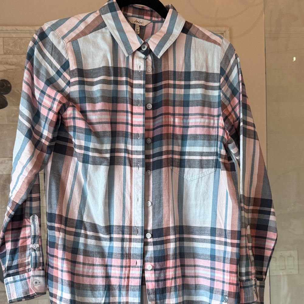 Plaid Shirt - Pink, Blue, and White